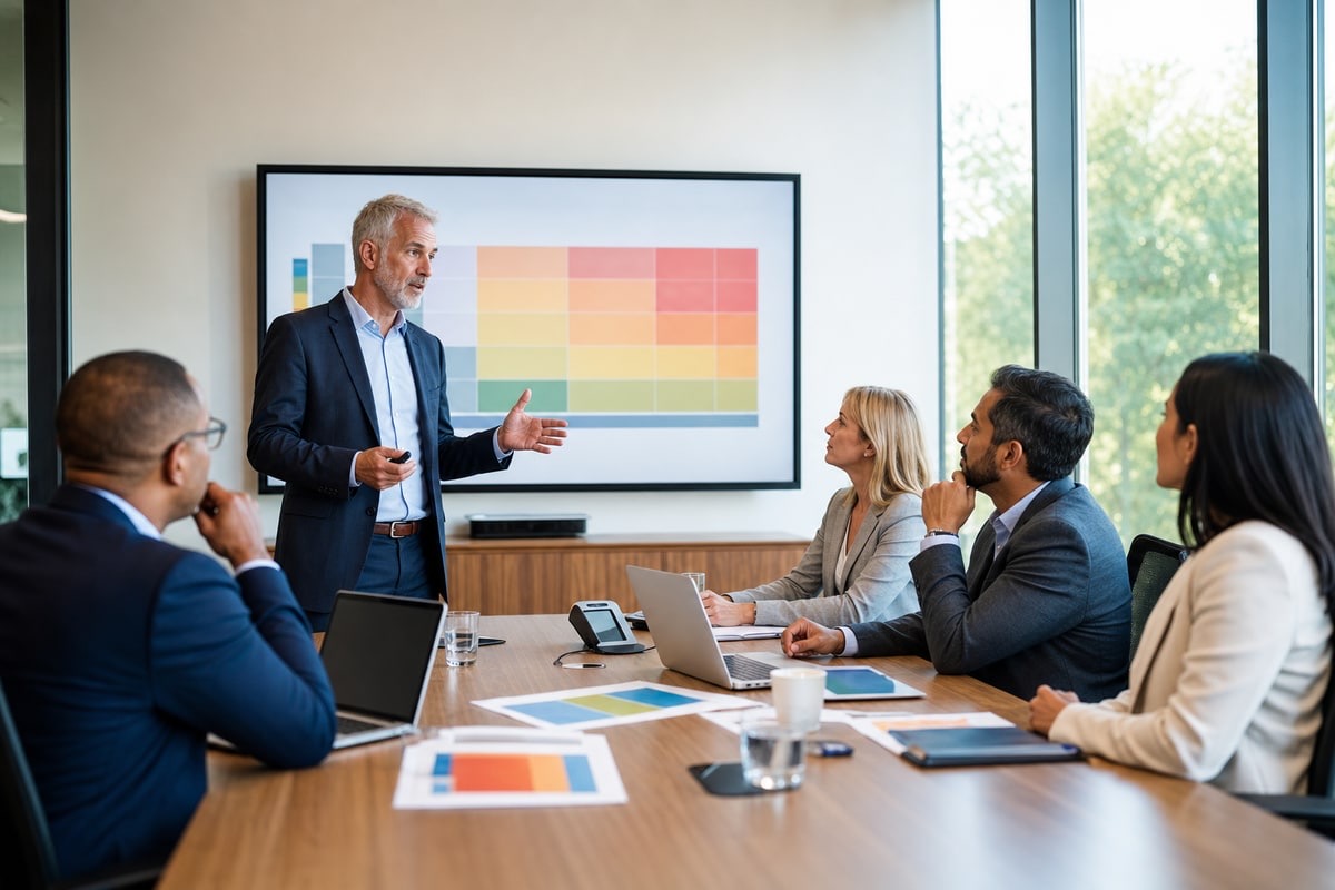 Illustrative security advisor leading an executive risk workshop